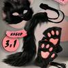 Foxes Mask+Tail +Gloves Set Halloween Cosplays Costume Accessorie Theme Party Dress Up Props Carnival Party Costumes Accessories