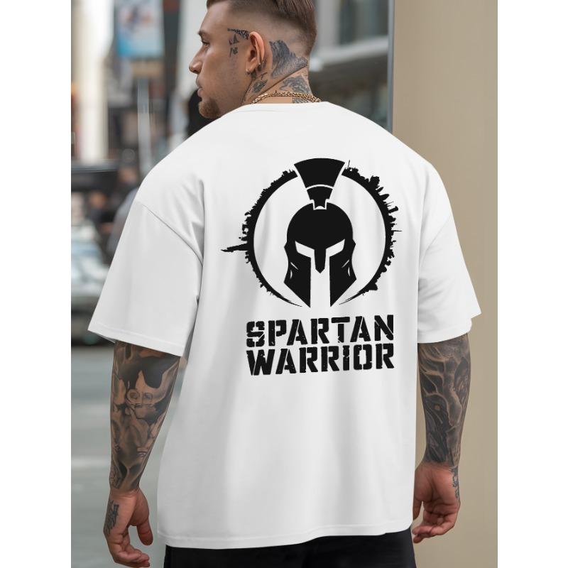 European Size Spartan Warrior Summer Outdoor Sports and Casual Large-size Short-sleeved T-shirts, Men's Trendy Fashion Prints, Loose Base Shirts