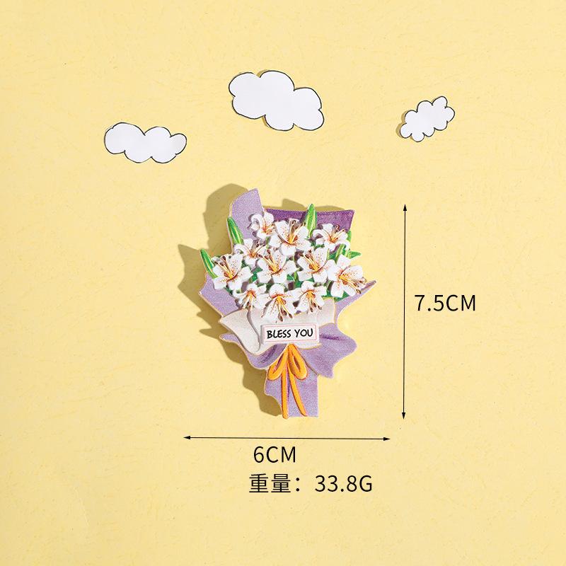 Simulation Sunflower Roses Flowers Refrigerator Stickers 3D Simple Resin Magnetic Stickers Home Kitchen Decorations