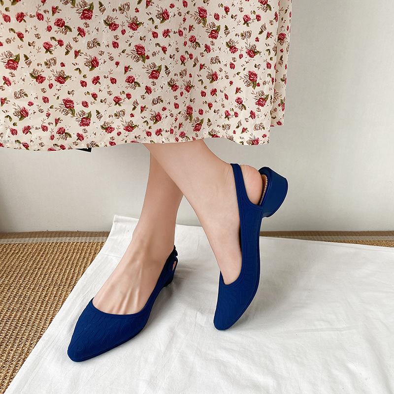 Sandali estivi in gelatina con bocca poco profonda, fondo piatto, suola morbida, scarpe da lavoro basse, casual, coreane, in plastica