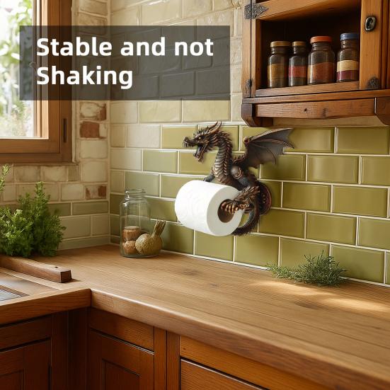 Dávkovač toaletního papíru Drak Dekorativní držák toaletního papíru Nástěnný držák papíru pro koupelnu a kuchyň Dárek pro milovníky draků