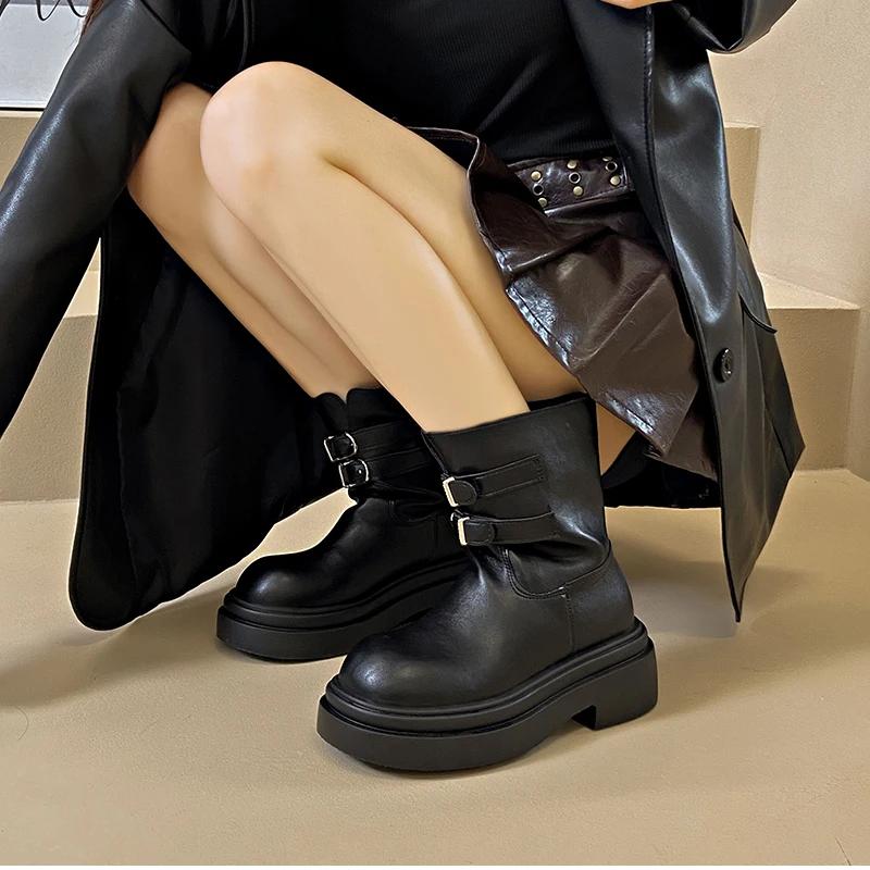 Fashion Winter Platform Heel Women Ankle Boots Fashion Short Plush Shoes Street Style Banquet Party Short Botas Mujer