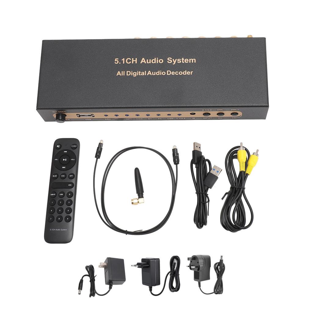 Convertisseur Décodeur Son 100-240V Système Décodeur Son Analogique Optique Coaxial Interface Multimédia HD 4K pour Cinéma Maison