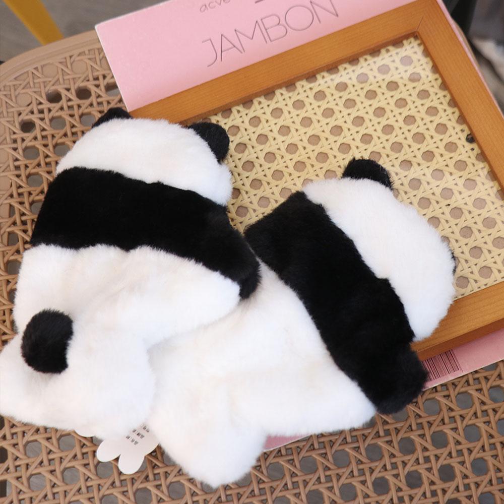 

Fashion Touch Screen Panda Gloves Fleece-lined Keep Warm Half Finger Gloves Windproof Korean Style Winter Velvet Mittens Riding чорний
