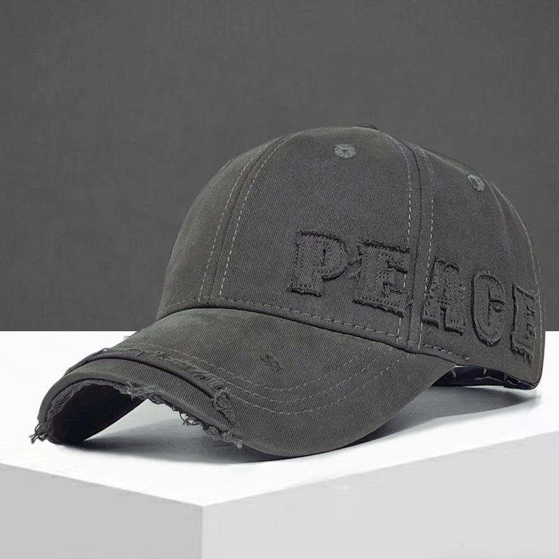 

Нова кепка 2024 року жіноча особиста вулична бейсболка з невеликими дірками на обличчі капелюх чоловічого модного бренду осінь і зима One size (54-62cm) adjustable сірий колір