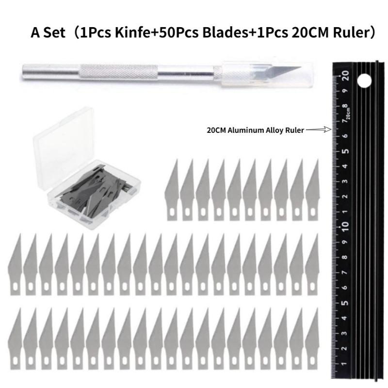 Aluminum Alloy Carving Knife Tool Set Sharp Metal Sculpture Engraving Scalpel Blades for Wood Leather Craft DIY Artisan Hobbyist