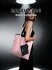 PRADA Pink Nylon Tote Makeup Bag with Mini Zipper Pouch Printed Logo Large Capacity Women Travel Handbag