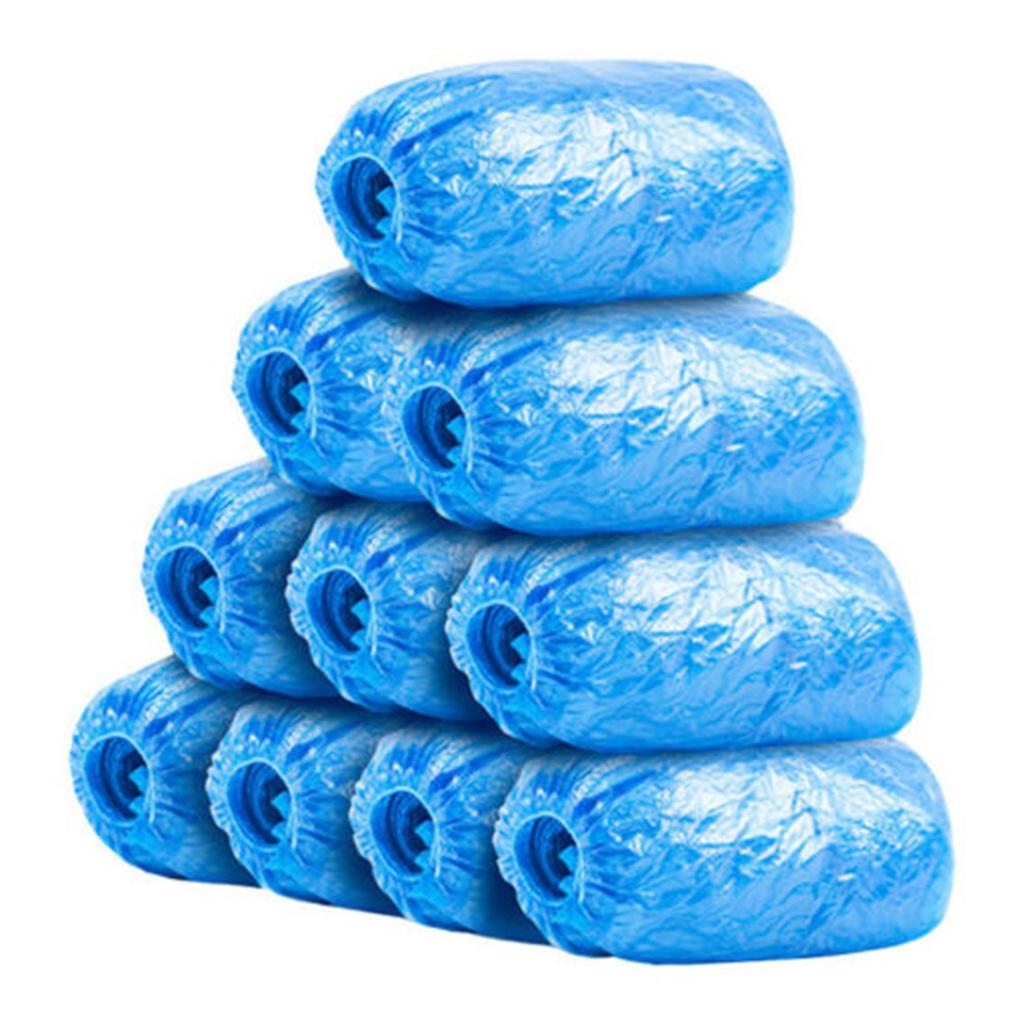 100 pcs Disposable Shoe Cover Blue Plastic Anti Slip Cleaning Overshoes Boot Saf
