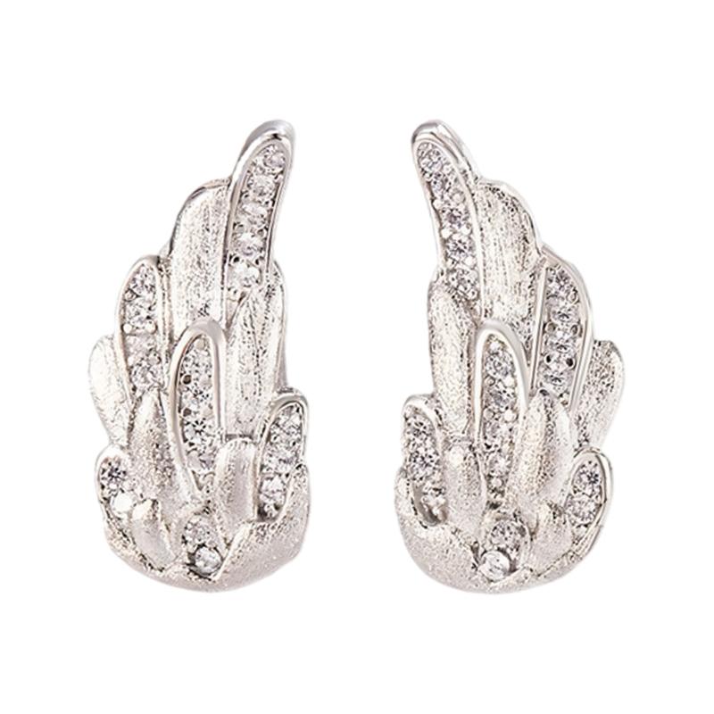 Серьги-гвоздики  Крылья  с кристаллами Элегантный дизайн с тонкой филигранью Для повседневной носки и вечеринок 1