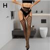 4XL Plus Size Women's Fishnet Stockings High Waist Transparent Mesh Tight Garter Belt Included Crotchless Lingerie Pantyhose