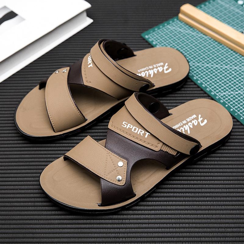 

Large size 48 summer thin men s shoes imitation leather sandals open-toe breathable beach shoes casual outer soft-soled slippers 39