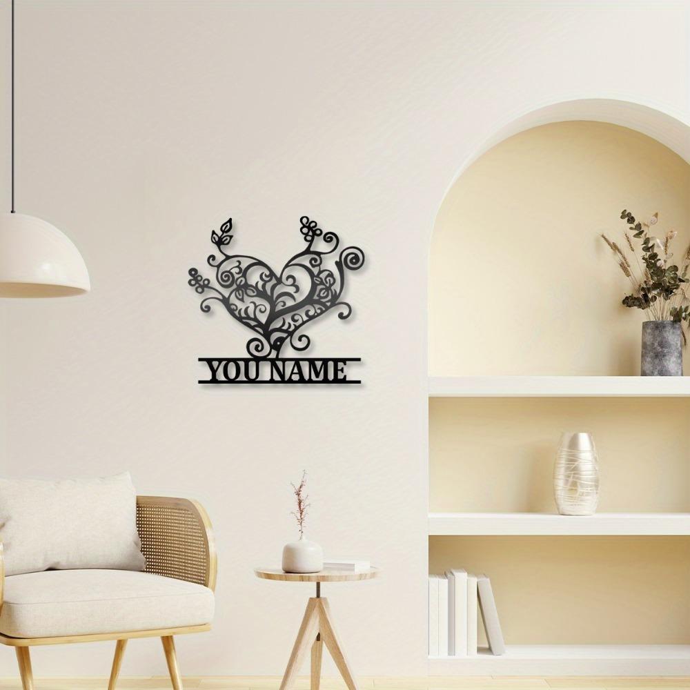 Custom Romantic Heart Metal Sign, Personalized Name Wall Art, 3D Love Decoration for Couples Wedding Valentine Gift