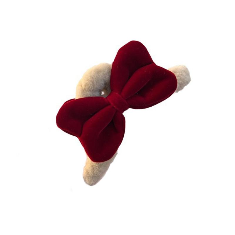 1pc Christmas Hair accessory~Sweet and Cute Hair Clip, Plush Bow, White and Anti-aging Hair Clip, Vintage Hair Clip for Women