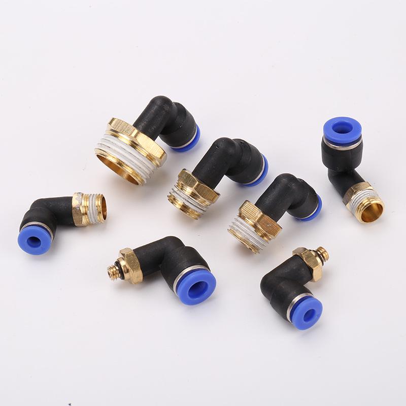 Copper Air Hose Quick Connector, 90° L-Shaped Right Angle, PL4-M5 8-02 12-04