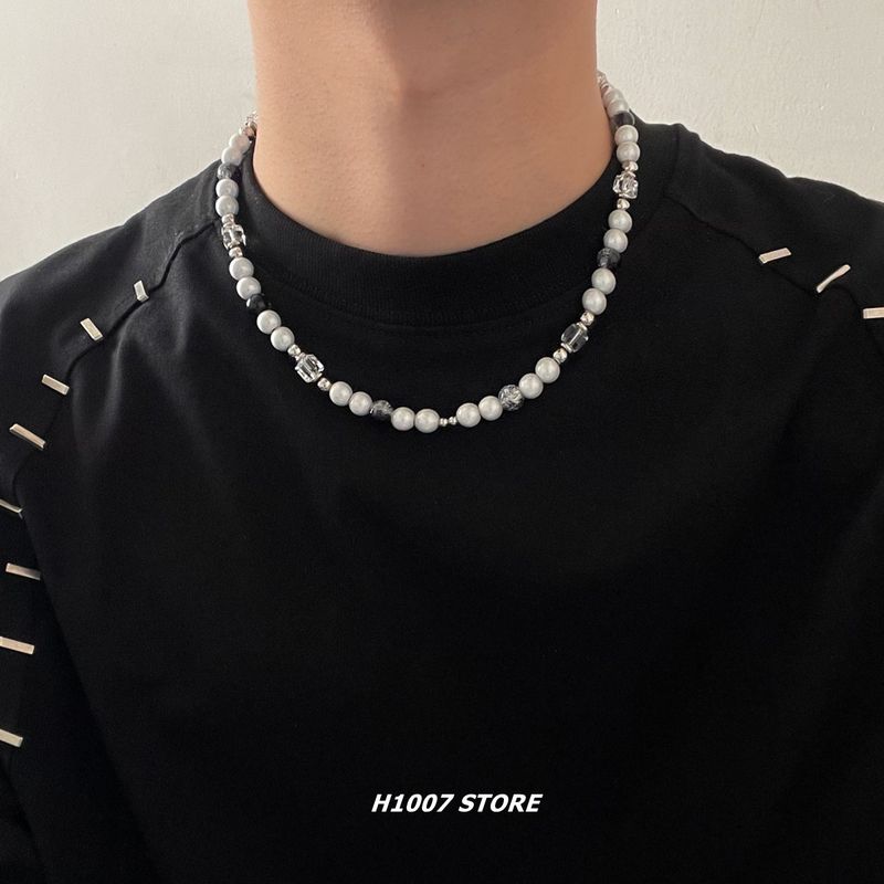

Patchwork Fashion Hip Hop Style Women s Sweater Chain Reflective Pearl A Without Cross Pendant