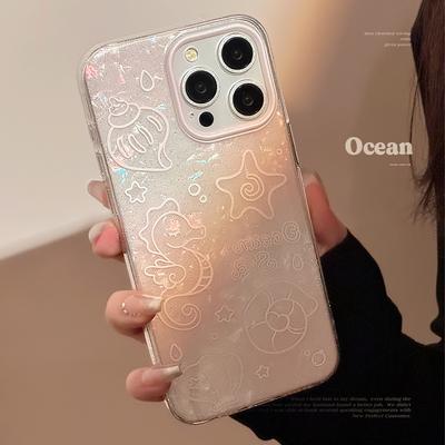 Sommer Meerestier Apple 15 Promax Handyhülle 16 Geeignet für Iphone15 Weich 11 Glitzerpuder 12 Hülle