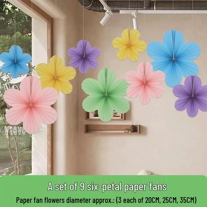 Spring Atmosphere Gold Shop & Mall Rooftop Jewelry Store Aerial Pendant Flower Hanging Decoration for Kindergarten