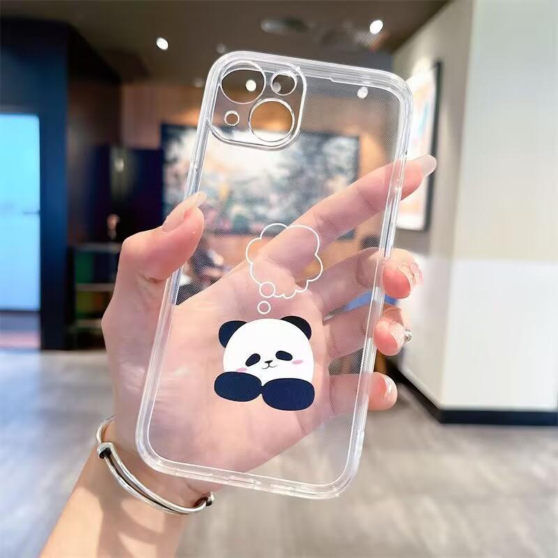 Funny Cute China Panda Clear Phone Case For iPhone16 15 14 13 12 11 Pro MAX Shockproof Covers