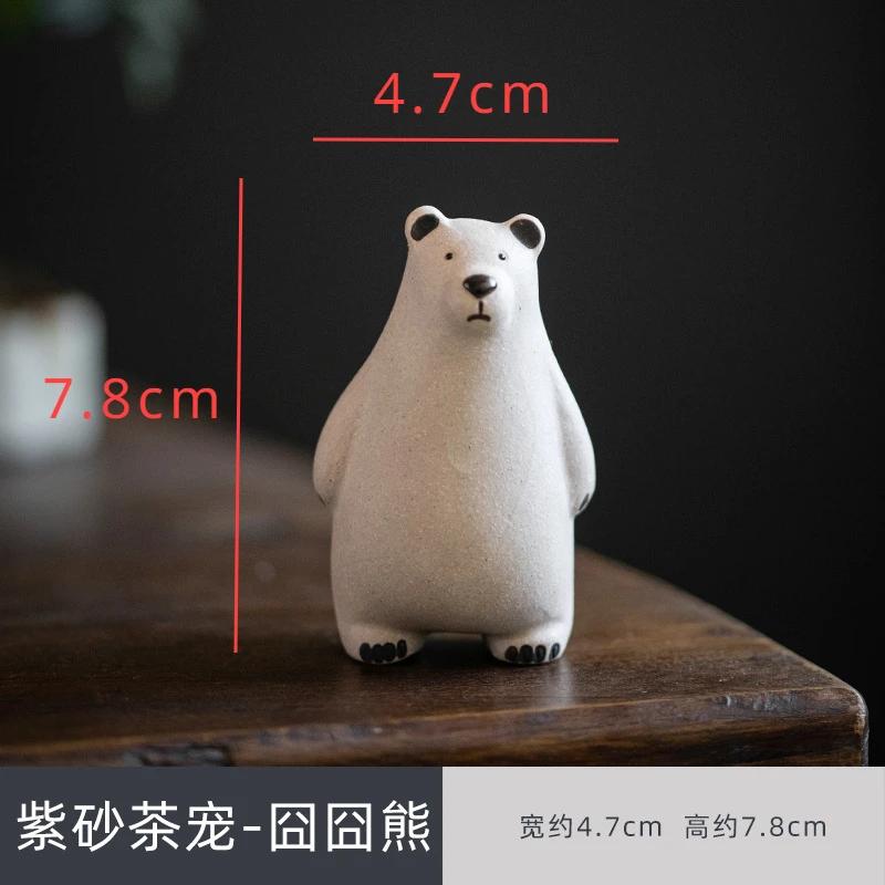 

Creative Handmade Purple Clay Tea Pet White Clay Cute Bear Tea Cup Cover Bracket Desktop Decoration Kawaii Accessories