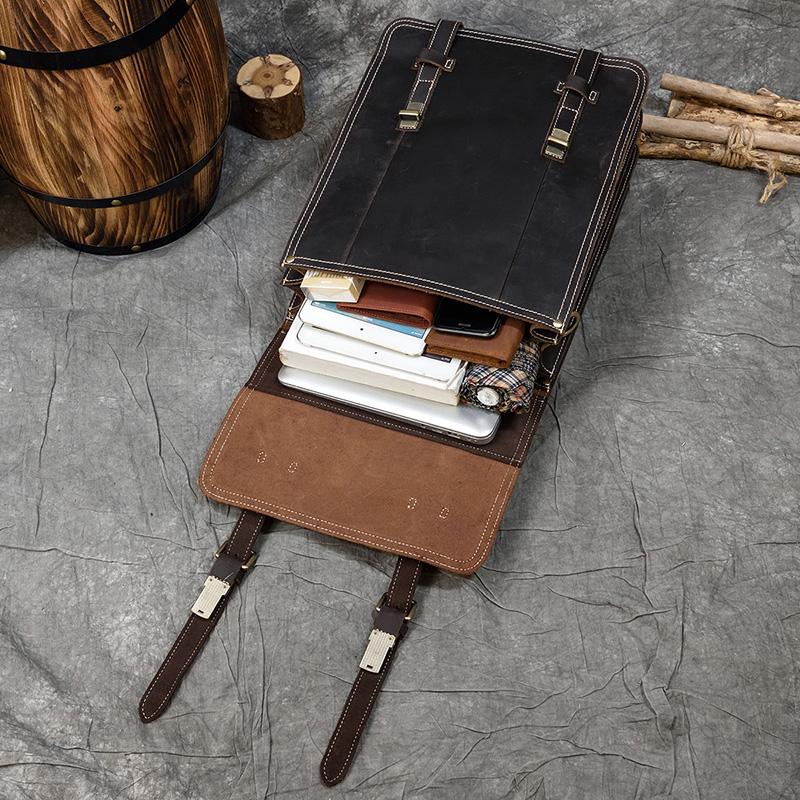 Crazy horse leather men's backpack shoulder bag travel bagpack leather student school bag male with removable strap anti theft