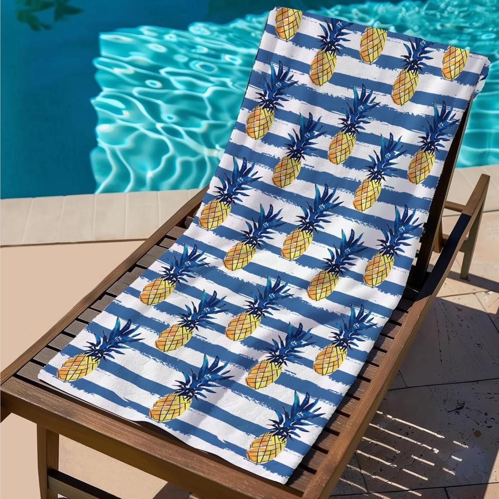 Coperta Telo Microfibra Leggero Asciugatura Rapida con Strisce di Ananas Frutta Estiva per Spiaggia Piscina Palestra Nuoto Bagno, Viaggio Vacanza
