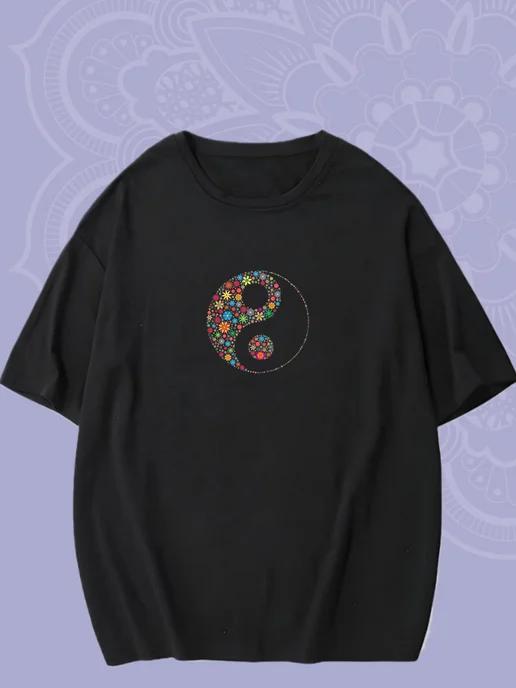 Oversized T-shirt with Yoga Print S