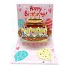 3D  Up Happy Birthday Greeting Card Delicate Handmade Cake Design Foldable for Coworker Birthday Surprise Small Gift