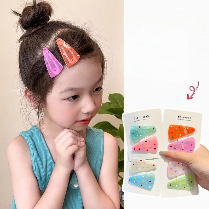 2pcs/set Cute Jelly Color Korean Fashion Kids Girl Hair Clip Triangle Candy Sweet Barrttes for Children BB's Clip Headwear