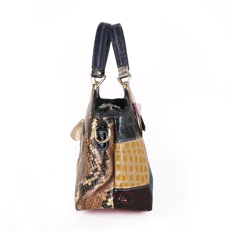 Bag Women'S Messenger Bag Crocodile Pattern Women'S Bag Portable Broken Leather Color Matching Large Capacity Shoulder Bag Sheepskin Bag