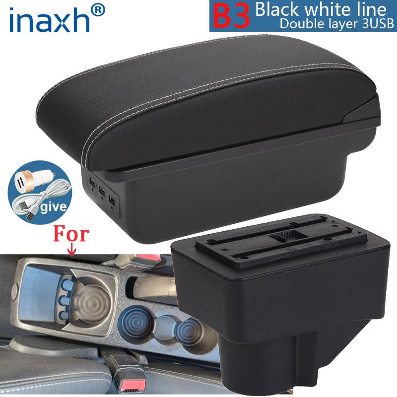 For Ford Fiesta Armrest Car Storage Box For Ford Fiesta 3 Car Armrest Box 2011-2018 Accessories PU Leather easy installation