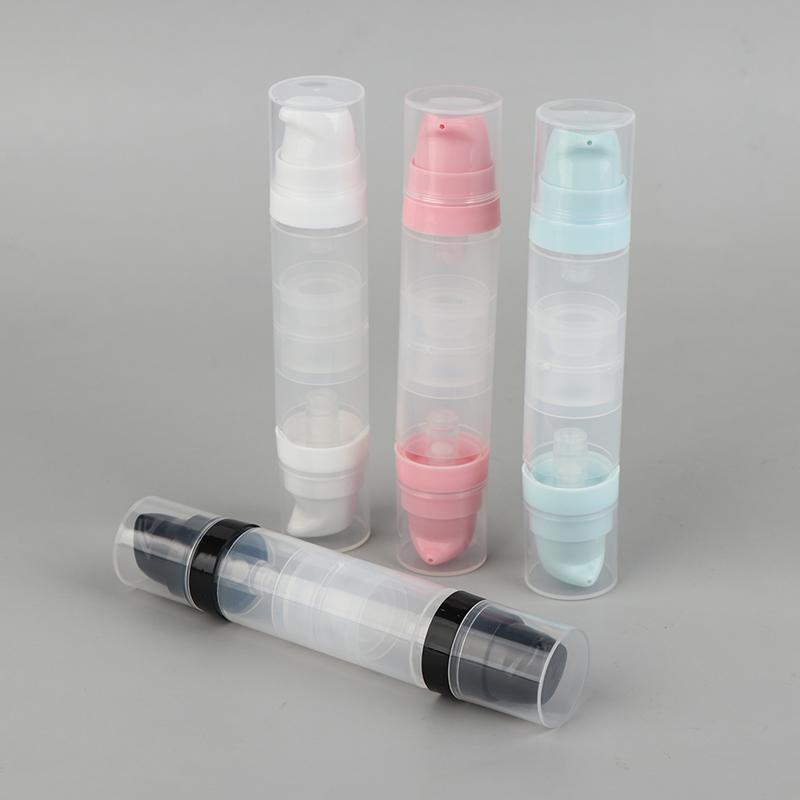 5Ml+5Ml Double Headed Vacuum Press Type Spray/Lotion Bottle Refillable Makeup Cosmetics Cream Gel Moisturizers Liquid Container