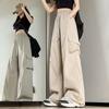Overalls Women's Summer Thin New High-waisted Casual Parachute Wide-leg Pants Big Pocket Sweatpants