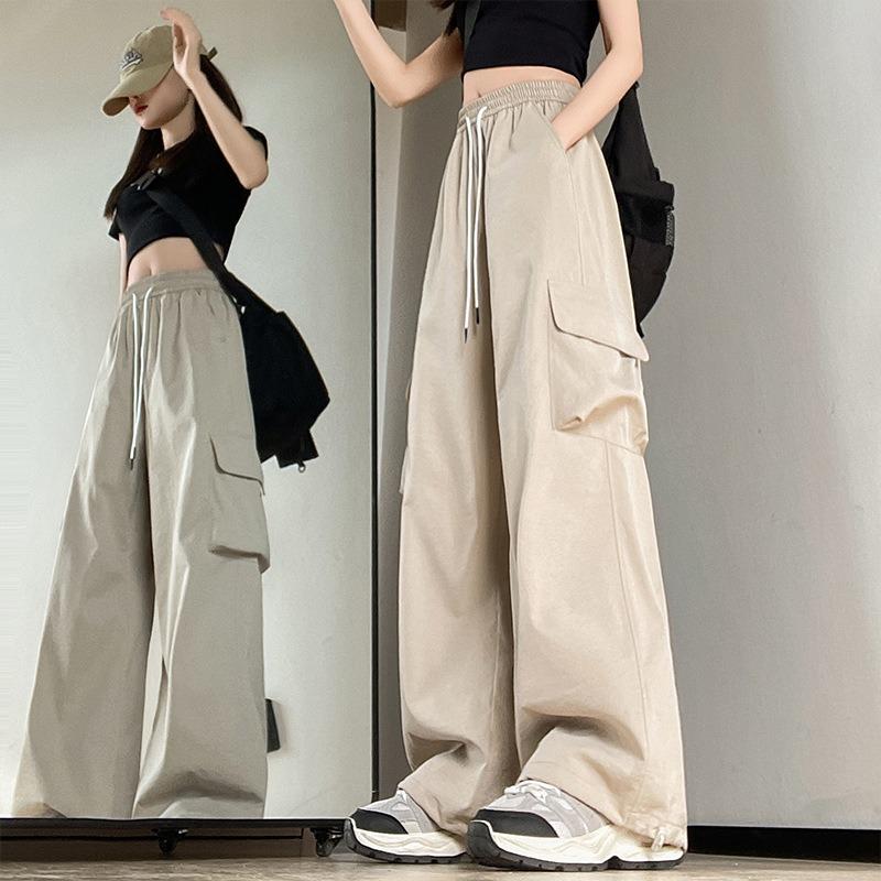 Overalls Women's Summer Thin New High-waisted Casual Parachute Wide-leg Pants Big Pocket Sweatpants
