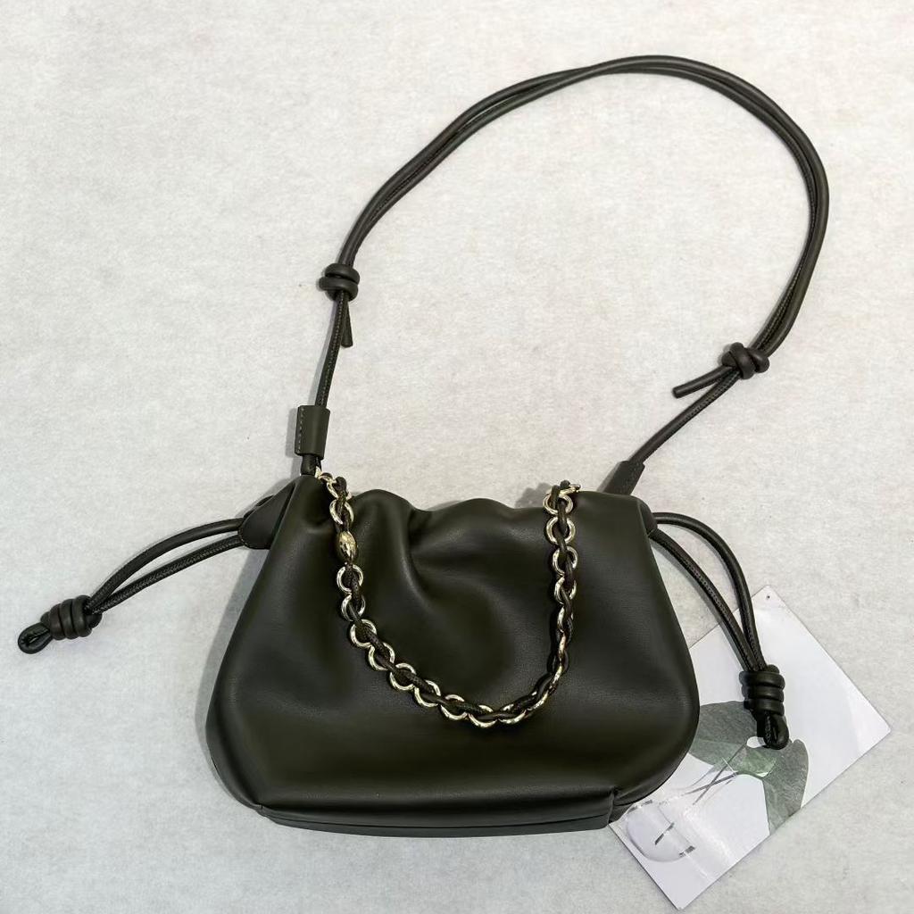 New leather drawstring lucky bag fashion trend pleated cloud bag small cute messenger bag celebrity bucket bag