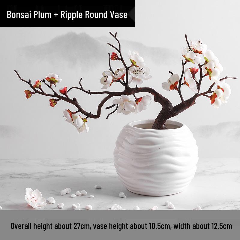 Wintersweet Bonsai Arrangement: Artificial Plum & Peach Blossom Branches for Indoor Living Room Decor