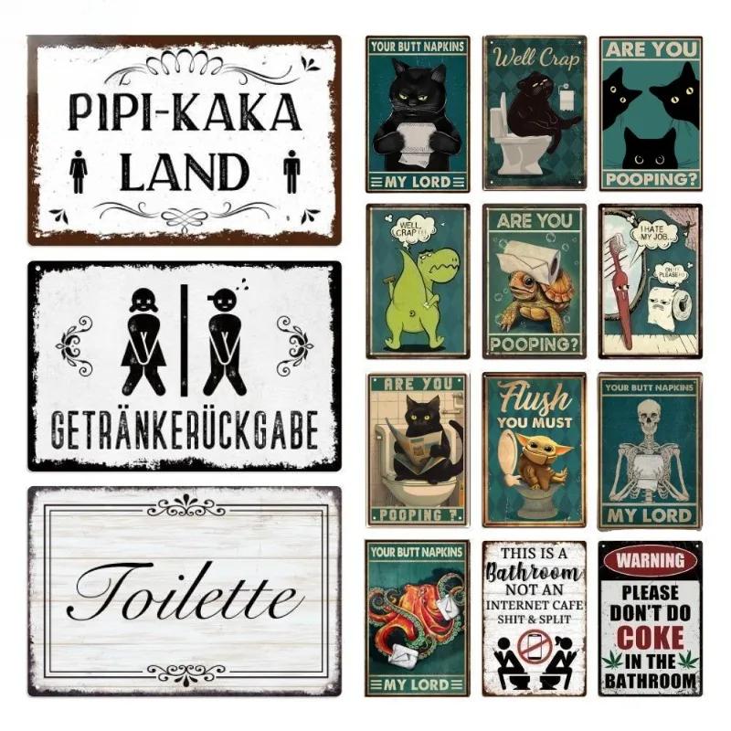 Vintage Metal Tin Poster Retro Bathroom Wall Art Sign Restroom Decor Plaque Metal Plate Poster for Toilet Home Decor