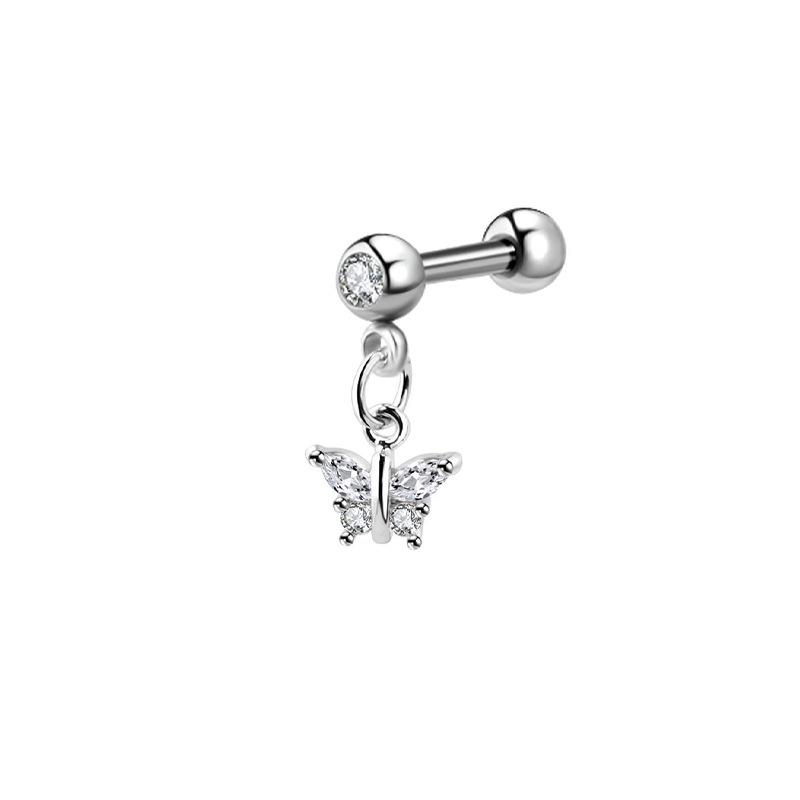 Edelstahl Zirkonia Hantel Knorpelohrringe mit Teufelsteckern, Auf Lager