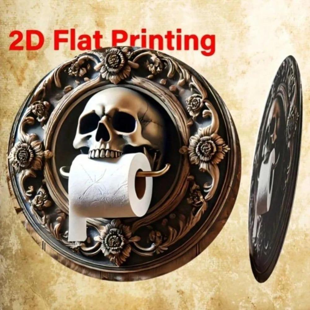 Vintage Baroque Skeleton Toilet Paper Metal Wall Art Home Bar Decor Iron Sign