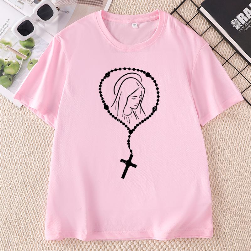 Virgin Mary God Jesus Faith Religious Catholic TShirt Unisex Print Cotton Short Sleeve Round Neck T Shirt Casual Top Unisex