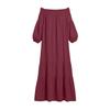 Womens Off Shoulder Maxi Dress Puff Sleeve Loose Fit Tiered Dresses Lightweight Boho Casual Dress