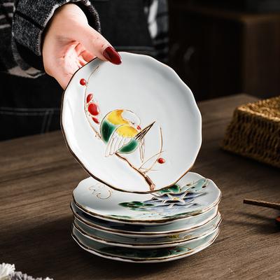 5,5 polegadas estilo japonês sob esmalte cor retro flor em forma de prato de cerâmica casa sobremesa lanche pratos