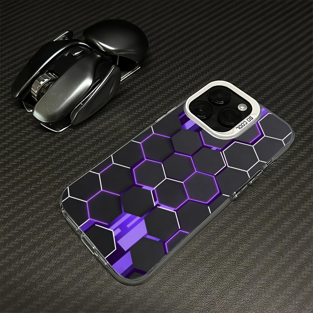 Honeycomb pattern phone case suitable for iPhone 17 16 15 14 13 12 11 Pro/Max/Plus anti drop and shockproof back cover