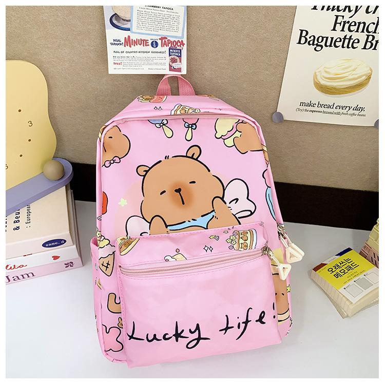 School Bag Kapibara Cute Printed Backpack Girl 2-6 Years Old Small School Bag Backpack