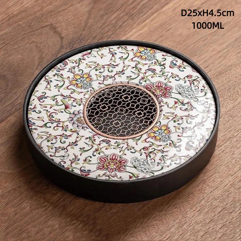 

Керамический круглый поднос для чая – Накопление и слив воды, Многоцелевой для дома и улицы G B 25CM