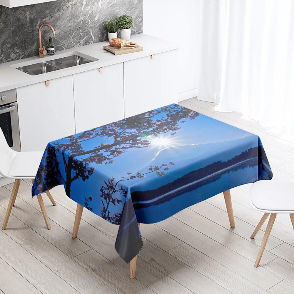 

Природный пейзаж скатерть закат против пятен водостойкая прямоугольная кухонная обеденный стол домашний декор 100x160cm