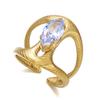 Xiyin stainless steel ring plated with 18k real gold, light luxury high-end titanium steel zirconium-inlaid irregular ring