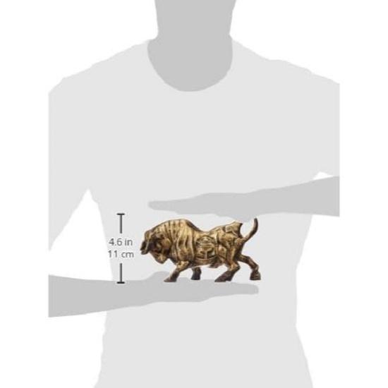 Statua di Toro Finlandese in Ottone e Resina per Arredamento Casa (Confezione da 1, Oro e Nero)