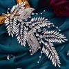 Women Rhinestone Leaf Design Glamorous Bridal Headband Forehead Decoration Headpieces For Wedding Prom Birthday Party Hair Accessories
