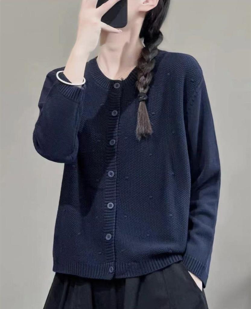 Sweaters Coat Cardigan for Women Retro Literary Solid Color Long Sleeve Knit Cardigan Sweaters Jacket