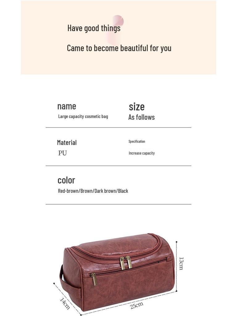 Men's PU Leather Hanging Toiletry Bag – Cross-Border Travel Essentials